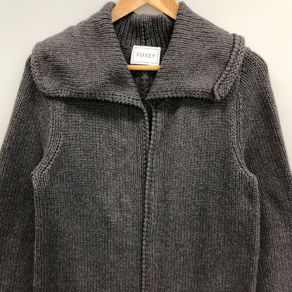 中古◆フォクシー ウィングカラー ロング カーディガン 35226 レディース サイズF グレー FOXEY 【AFA18】