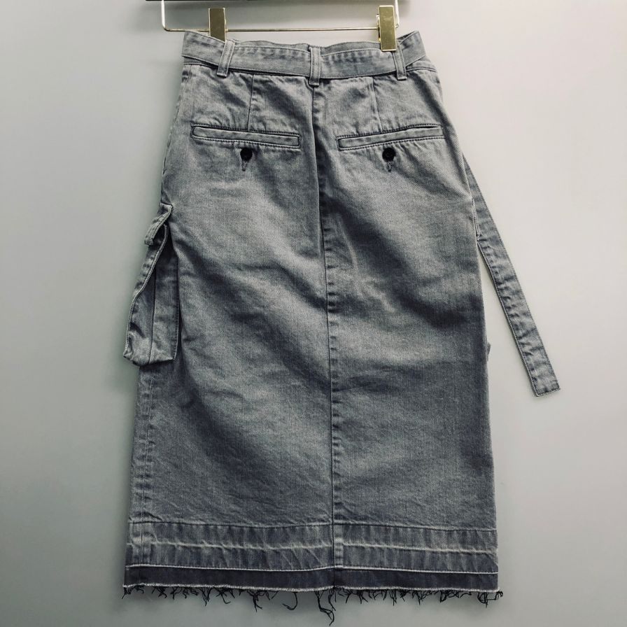 サカイ ブラックデニム カーゴロングスカート 23-06487 サイズ0 グレー sacai【AFB22】