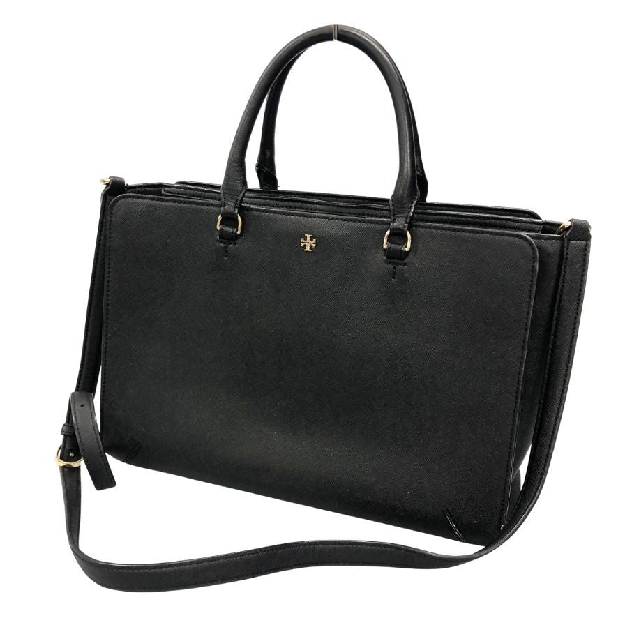 トリーバーチ 2way ハンドバッグ ショルダーバッグ ブラック レザー Tory Burch【AFE6】