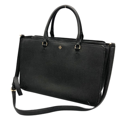 トリーバーチ 2way ハンドバッグ ショルダーバッグ ブラック レザー Tory Burch【AFE6】