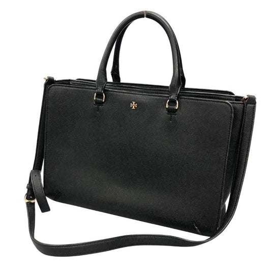 トリーバーチ 2way ハンドバッグ ショルダーバッグ ブラック レザー Tory Burch【AFE6】