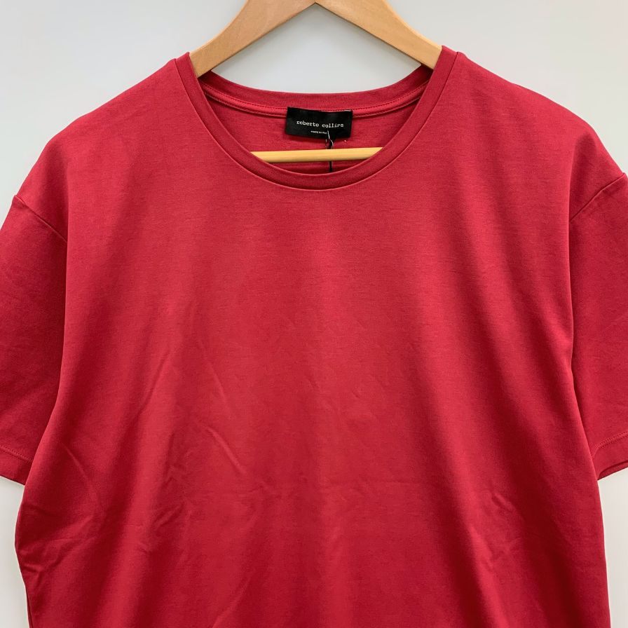 新品同様◆ロベルトコリーナ Tシャツ レッド コットン サイズ48 メンズ roberto collina 【AFB41】