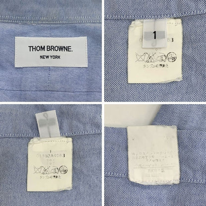 中古◆トムブラウン オックスフォードシャツ 袖プリント ボタンダウン コットン 長袖 L/S ブルー メンズ サイズ1 THOM BROWNE 【AFB9】