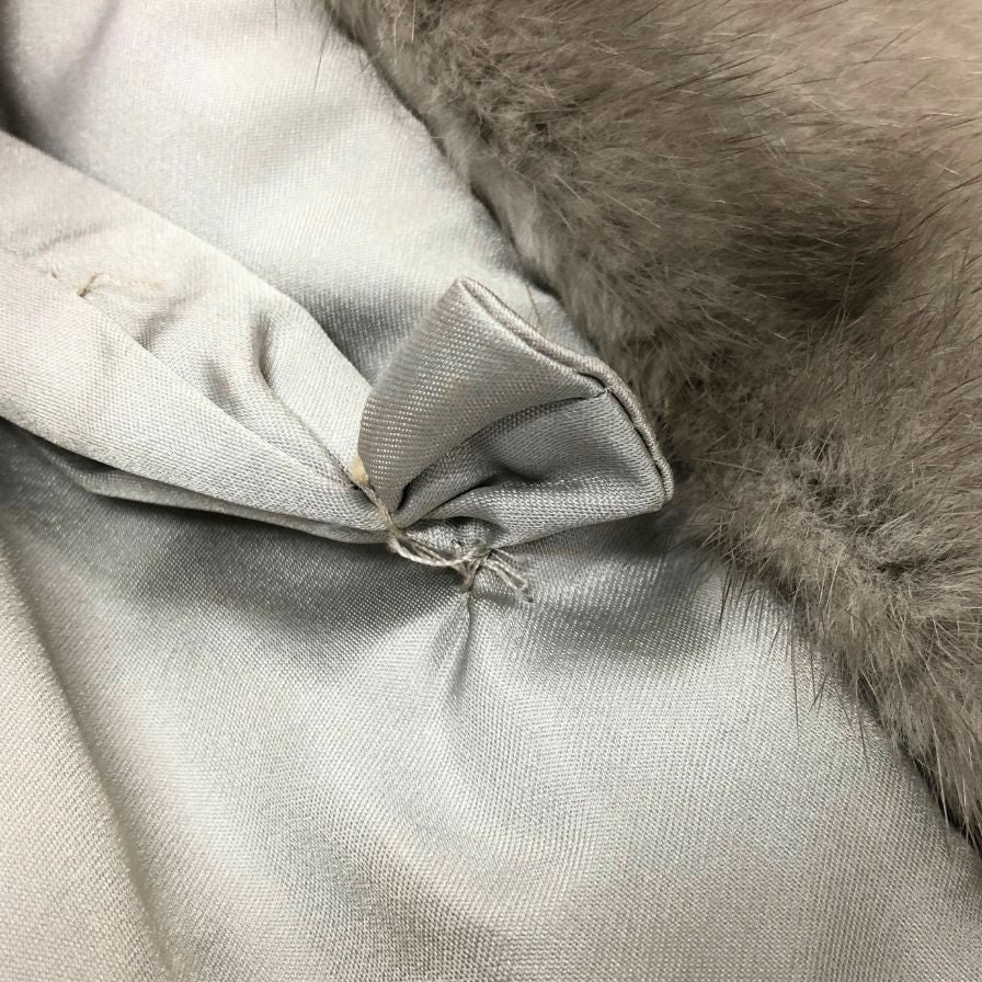 中古◆エレガンスファー サファイアミンク ハーフコート スタンドカラー グレー フリーサイズ 毛皮 ELEGANCE FUR 【AFF21】