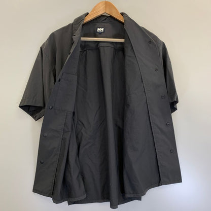 極美品◆ヘリーハンセン オープンカラーシャツ ナイロン ブラック メンズ サイズL HELLY HANSEN 【AFB34】