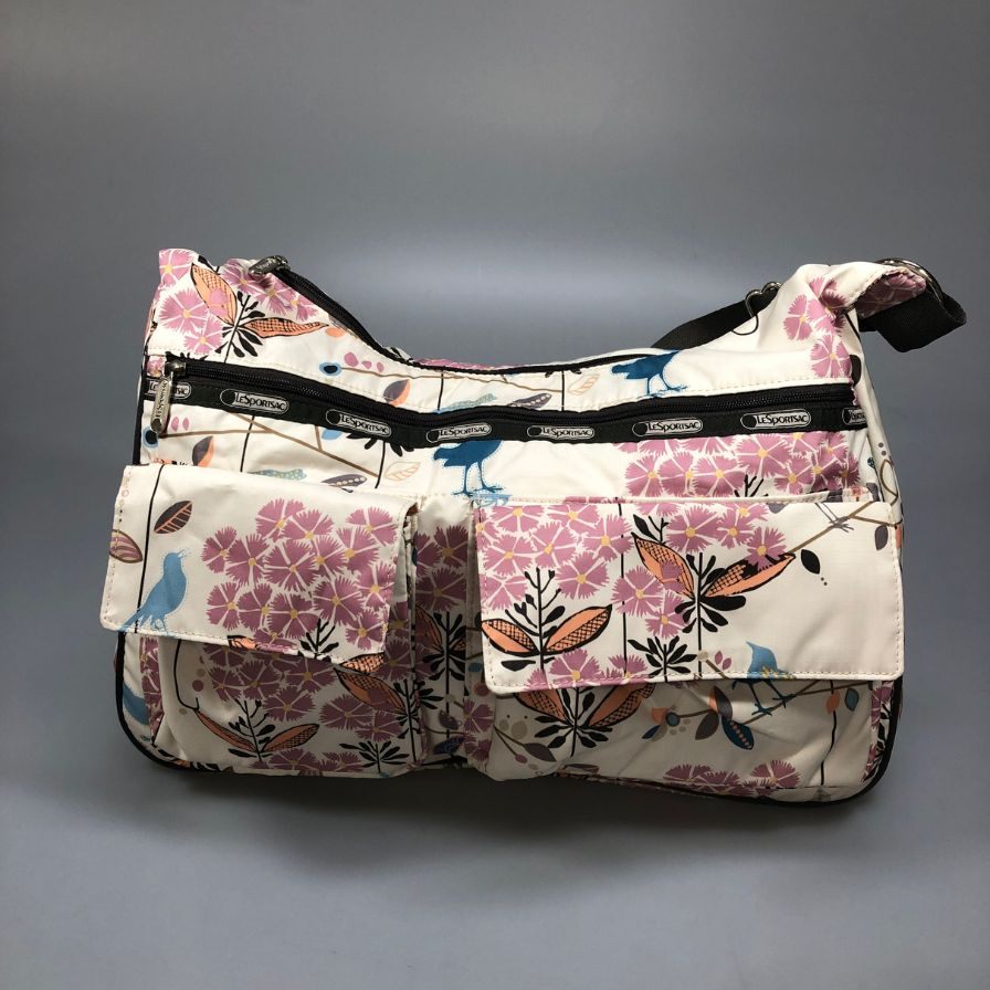 レスポートサック  ショルダーバッグ  レディース 花柄 ホワイト＆ピンク LeSportsac【AFE5】