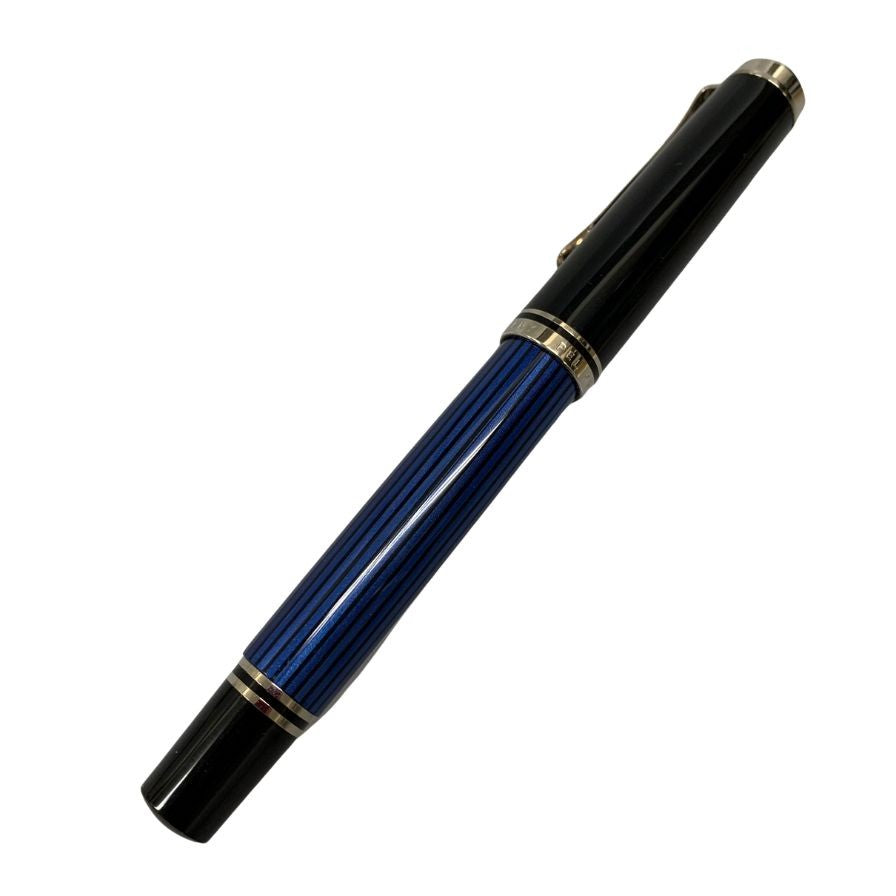 美品◆ペリカン 万年筆 スーベレーン ペン先14C-585 M405 ブルー縞 Pelikan【AFI15】