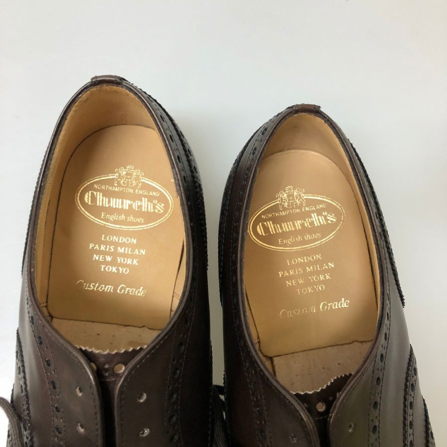 チャーチ チェットウィンド フルブローグ カーフ ダークブラウン サイズ6ハーフ Church ビジネスシューズ 約24.5cm【LA】【中古】