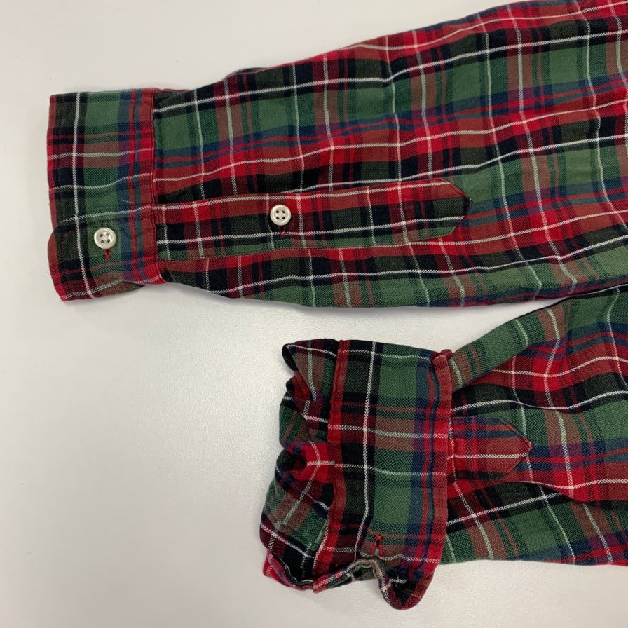 美品◆ラルフローレン ボタンダウンシャツ 90S オールド チェック レッド メンズ サイズL Ralph Lauren 【AFB8】