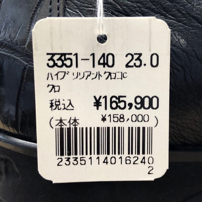 新宿屋 スニーカー3351 ヒール レザー ハイブリリアントクロコ ブラック レディース サイズ23 shinjukuya 約23.0cm【7-9】
