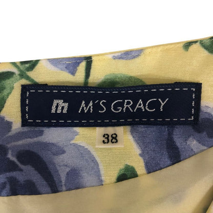 美品◆エムズグレイシー ワンピース 花柄 サイズ38 イエロー×ブルー レディース M'S GRACY 【AFB27】