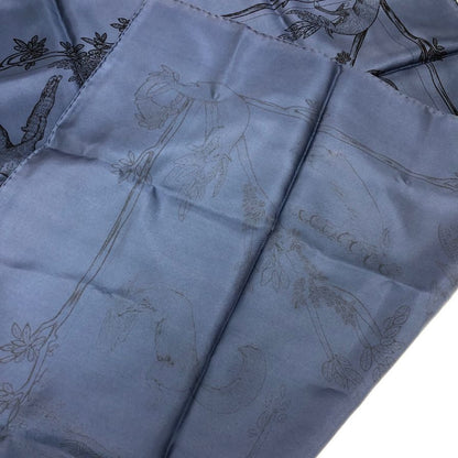 エルメス カレ90 アニマルロゴ ANIMAL ALPHABET シルク ブルー レディース HERMES【AFI18-3】