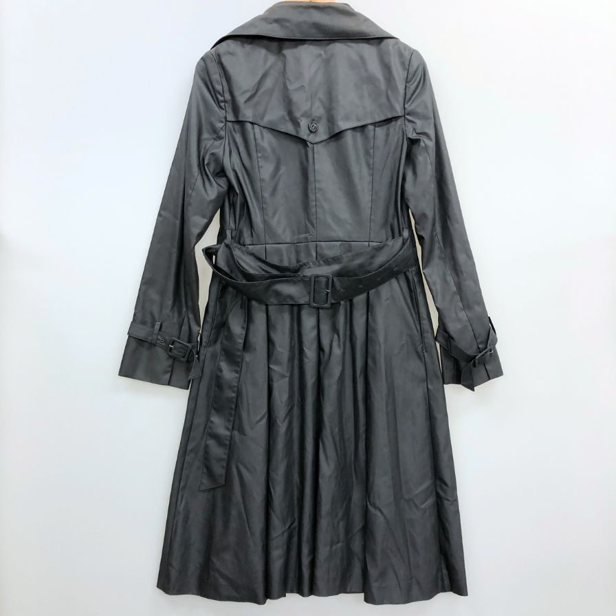 中古◆アナイ トレンチコート ポリエステル ロング丈 光沢 玉虫 チャコール グレー レディース サイズ38 ANAYI 【AFA3】