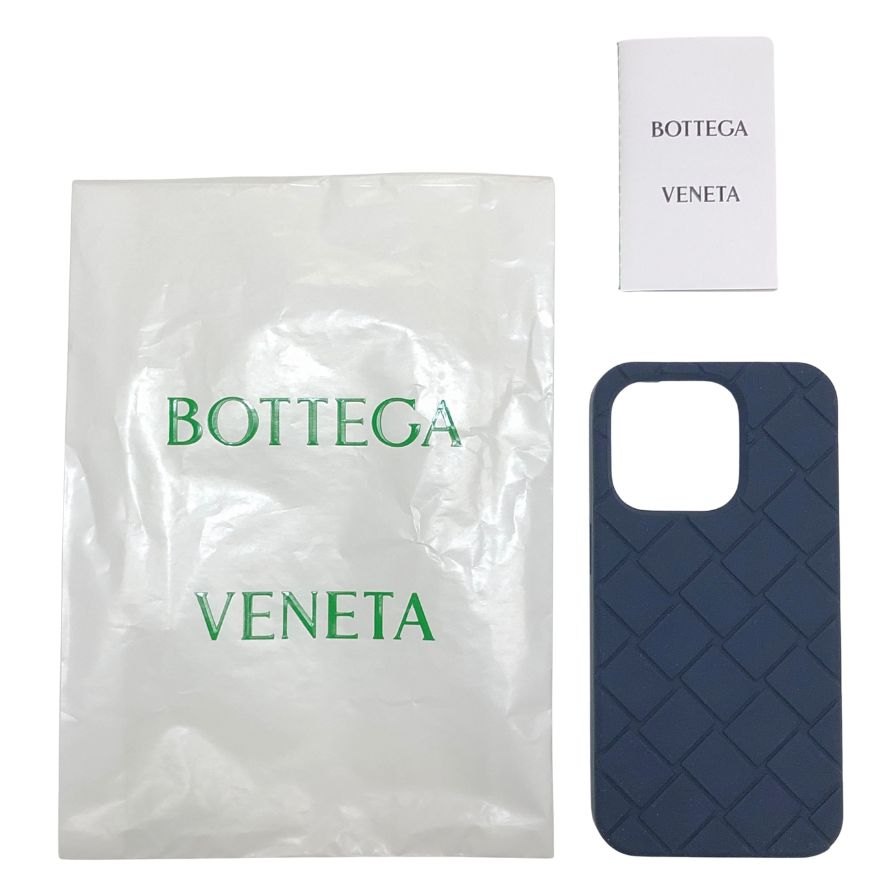ボッテガヴェネタ iPhoneケース iPhone15Pro ラバー イントレチャート ネイビー系 BOTTEGA VENETA【AFI27】【中古】