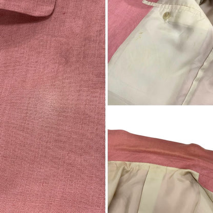 中古◆メンズビギ テーラードジャケット リネン 3B 背抜き 薄手 春夏 ピンク メンズ サイズL Men's BIGI 【AFB26】