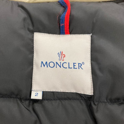 美品◆モンクレール ダウンジャケット サイズ2 メンズ ベージュ ファー付き MONCLER 【AFA6】