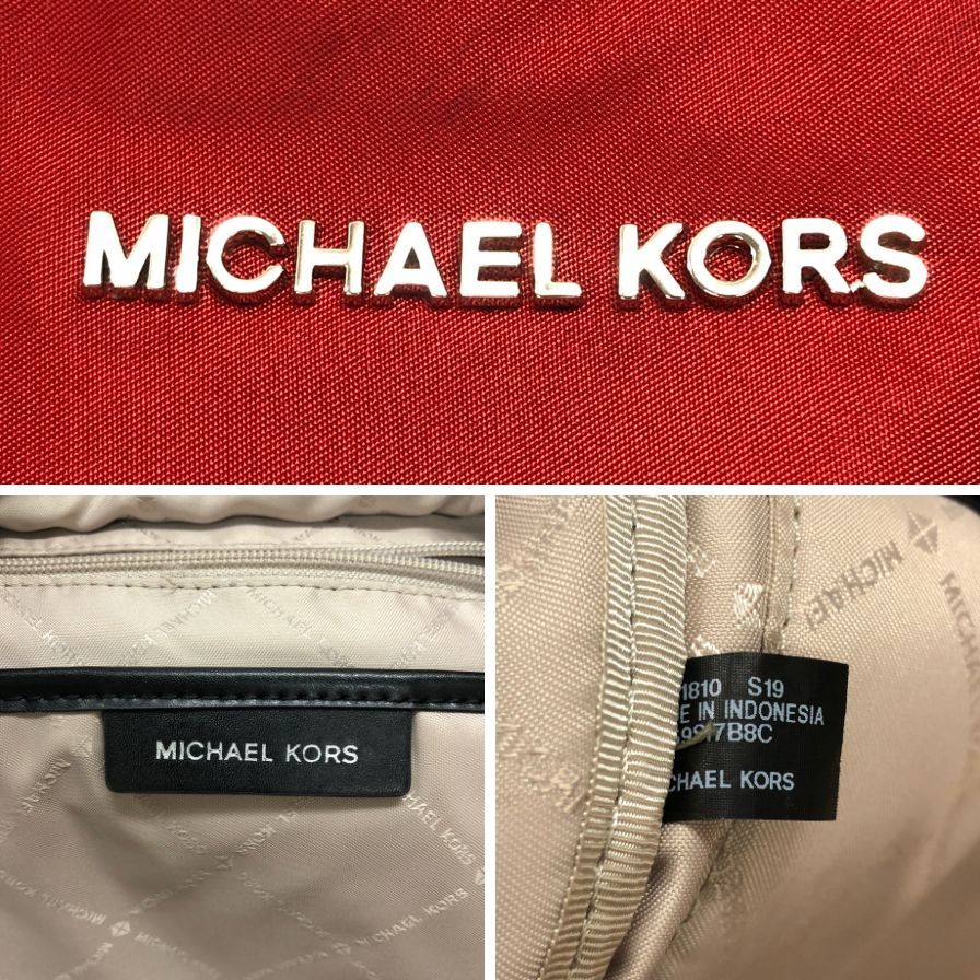 マイケルコース  リュックサック ナイロン ジップ ロゴ レディース レッド MICHALEKORS【AFE10】