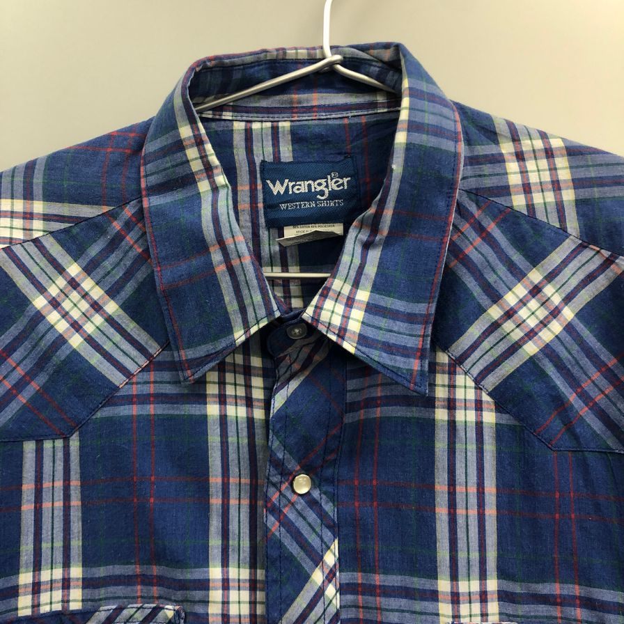 美品◆ラングラー 90S 長袖シャツ バングラデシュ製 ブルー メンズ サイズXL Wrangler 【AFB12】