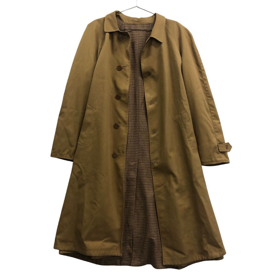 中古◆ノーブランド リバーシブルロングコート ベージュ×千鳥格子 サイズ52 メンズ 【AFB18】