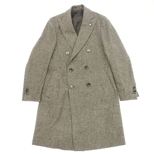 Good Condition◆Lardini Long Coat Double Breasted Gray CO.1407 46 Size 7REG Men's White, Black Domestic Genuine Product LARDINI [AFB35] 