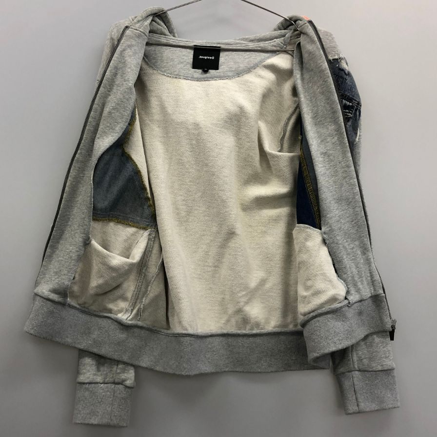 中古◆デシグアル パーカー デニム切り替え サイズM グレー系 Desigual 【AFA13】