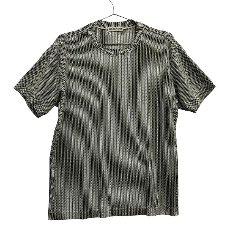 美品◆イッセイミヤケマン 半袖プリーツTシャツ グレー サイズM ISSEY MIYAKE MEN 【AFB43】