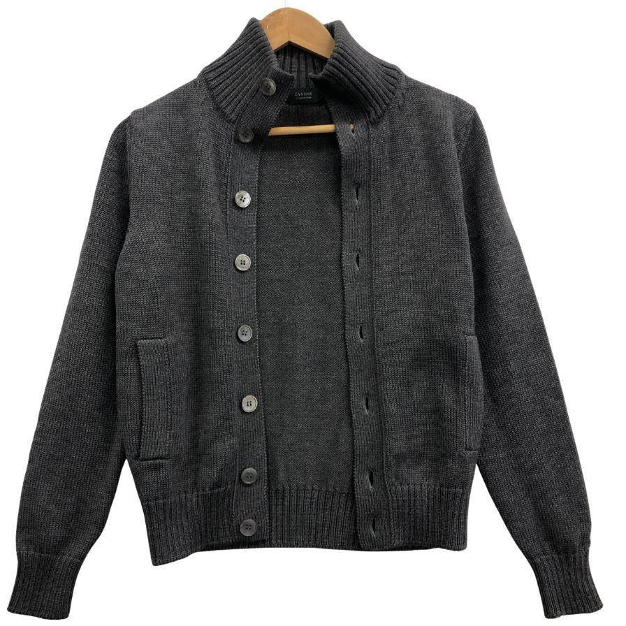 美品◆ザノーネ キョート スタンドカラー ニット カーディガン ウール 7ET JP4 ZC239 メンズ サイズ44 グレー ZANONE 【AFB16】