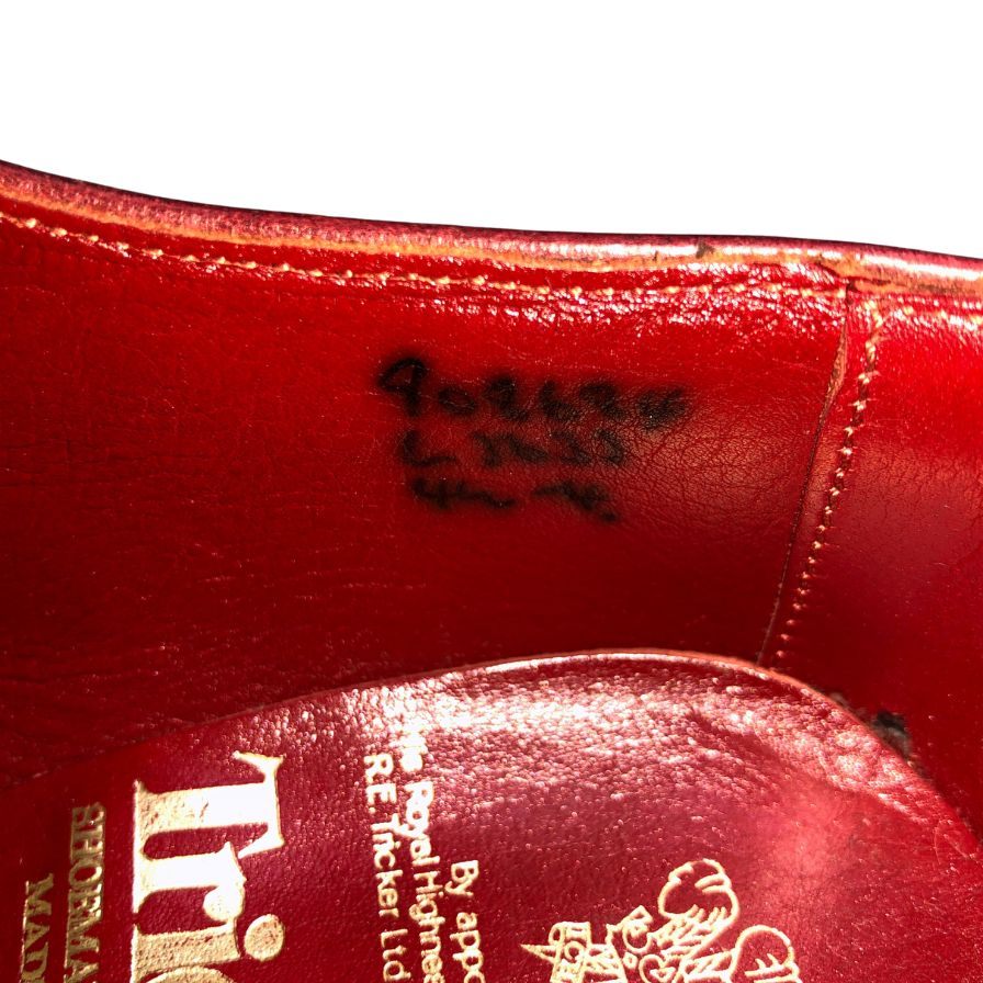 トリッカーズ L5633 カントリーシューズ カーフ スエード レッド UK4ハーフ Tricker’s ビジネスシューズ 約23.0cm【LA】【中古】