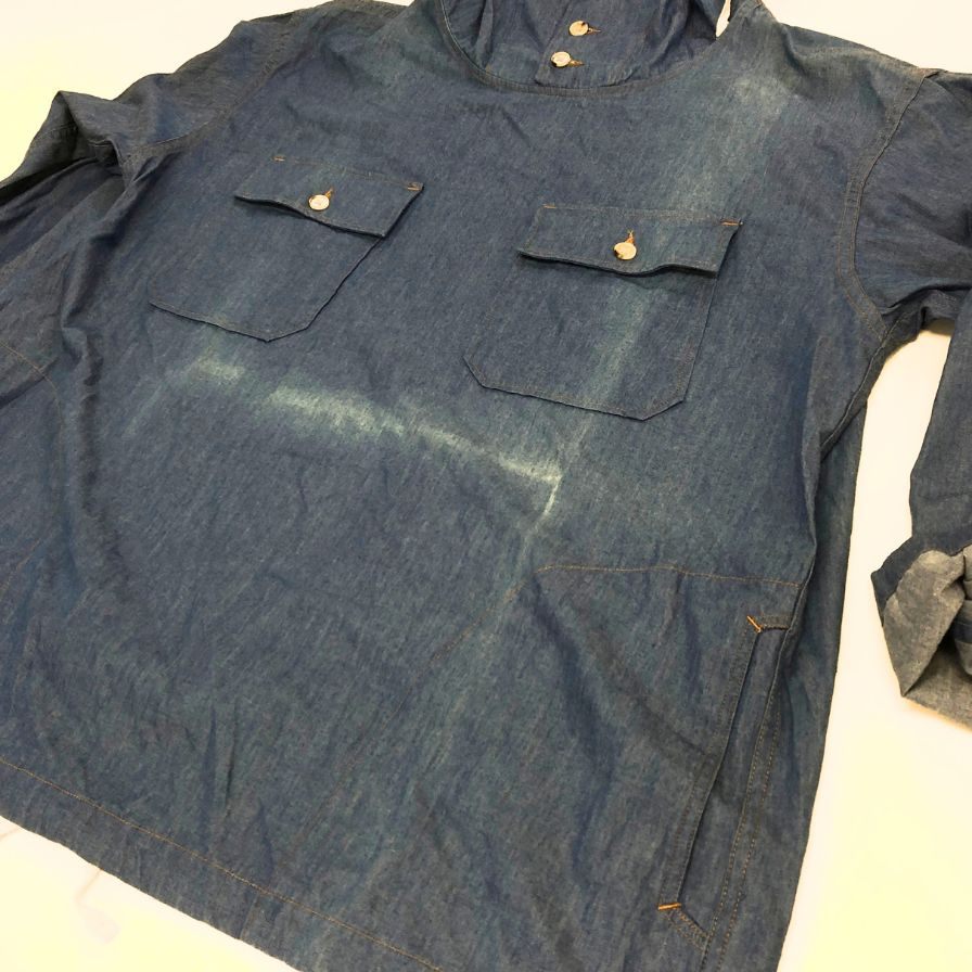 中古■エンジニアードガーメンツ フーディー プルオーバー 長袖シャツ USA製 メンズ サイズM ブルー  ENGINEERED GARMENTS 【AFB3】