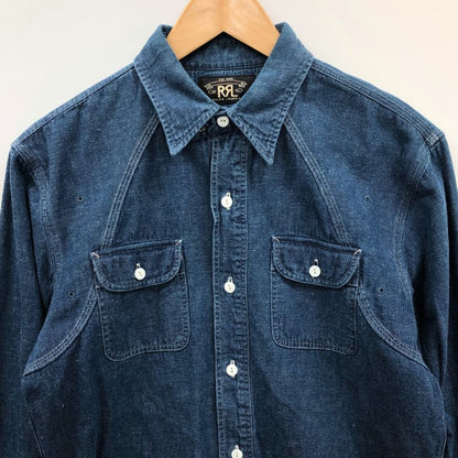 美品◆ダブルアールエル ラルフローレン デニムシャツ ダブルポケット サイズXS メンズ ブルー RRL Ralph Lauren 【AFB37】