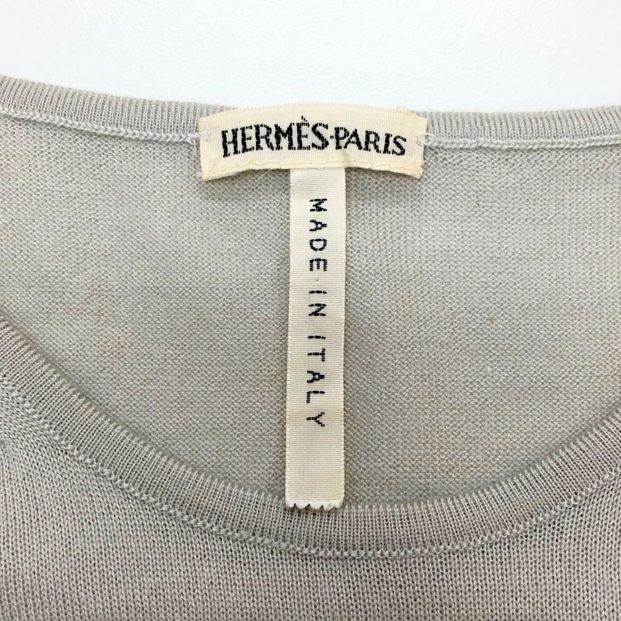 中古◆エルメス マルジェラ期 ノースリーブ トップス カシミヤ シルク レディース サイズSM グレー HERMES 【AFB15】