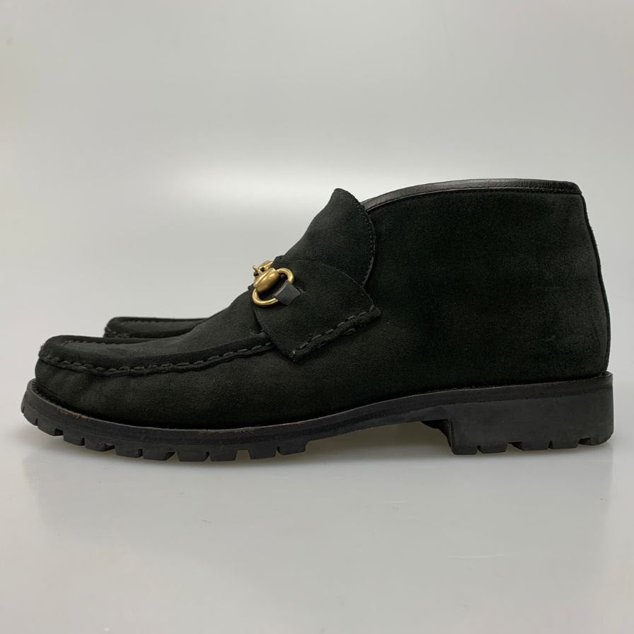 グッチ ビット ブーツ スエード ブラック UK9D メンズ イタリア製 GUCCI 約27.5cm【AFD12】