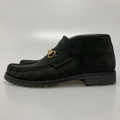 グッチ ビット ブーツ スエード ブラック UK9D メンズ イタリア製 GUCCI 約27.5cm【AFD12】