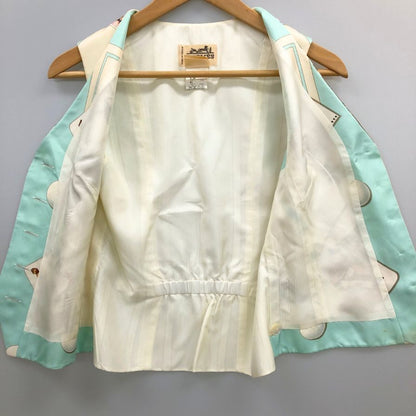中古◆エルメス ベスト スカーフ 総柄 ジレ デザイン マルジェラ期 90s 90年代 ホワイト レディース サイズ38 HEMRES 【AFB8】