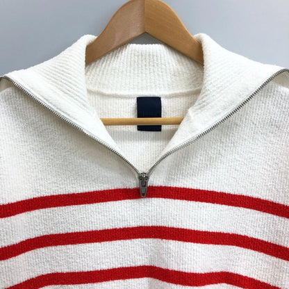 美品◆ジュンジェイ 半袖ニットポロシャツ ハーフジップ ボーダー レディース サイズ36 JUUN.J 【AFB6】