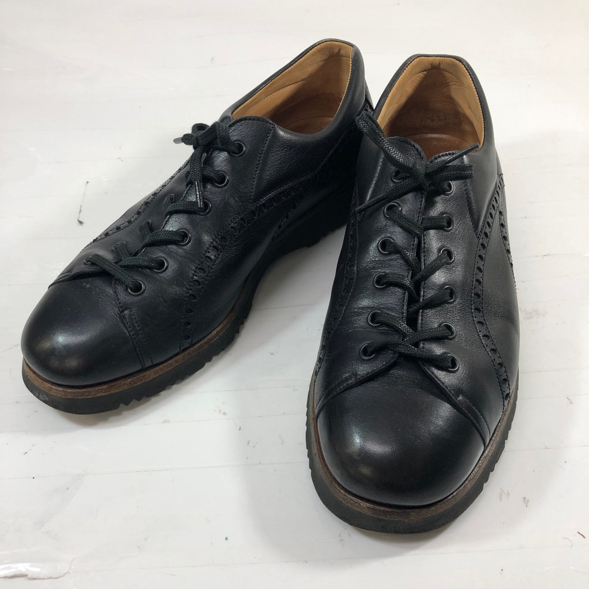 ジェイエムウエストン レザースニーカー 095 モンキーシューズ  パーフォレーション カーフ ブラック メンズ サイズUK5.5E  J.M.WESTON 約24.5cm【AFC4】