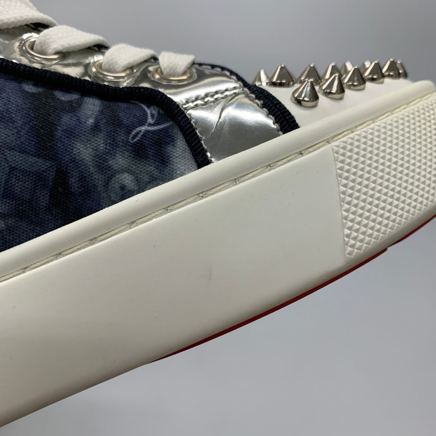 クリスチャンルブタン ハイカットスニーカー スタッズ 総柄 ブルー系 レディース サイズ35.5 Christian Louboutin 約22.0cm【AFC4-2】
