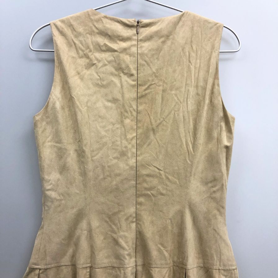 中古■フォクシー ノースリーブ 膝下ワンピース ベージュ 40サイズ フェイクレザー 18790-SOAY12 FOXEY 【AFB24】