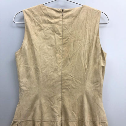 中古■フォクシー ノースリーブ 膝下ワンピース ベージュ 40サイズ フェイクレザー 18790-SOAY12 FOXEY 【AFB24】