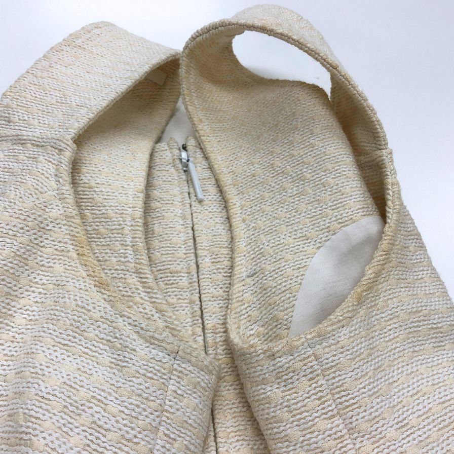 中古◆ルネ ワンピース ノースリーブ ツイード メタルボタン アイボリー レディース サイズ38 6426580 Rene TISSUE 【AFB3】