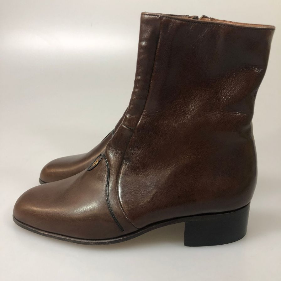 バリー レザーブーツ 598031 サイドジップ カーフ フロントBロゴ ブラウン サイズUK5.5E レディース BALLY 約24.5cm【YB4】