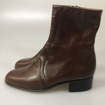 バリー レザーブーツ 598031 サイドジップ カーフ フロントBロゴ ブラウン サイズUK5.5E レディース BALLY 約24.5cm【YB4】