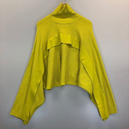 中古◆ル シェル ブルー リブクロップドニット イエロー ウール レディース サイズ36 LE CIEL BLEU 【AFB48】