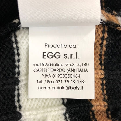 美品◆バフィー チルデンニット Vネック ウール ブラック×ホワイト×キャメル サイズ50 メンズ イタリア製 BAFY MADE IN ITALY 【AFB40】