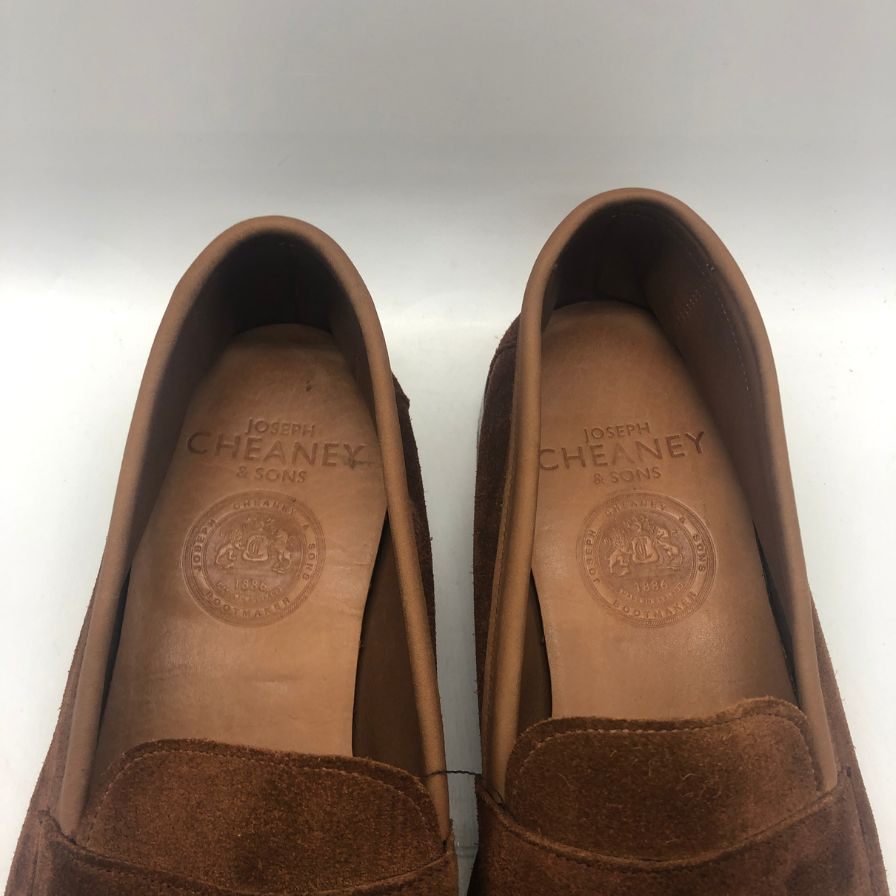 ジョセフチーニー  スエード コインローファー トビー メンズ サイズ7.5 ブラウン JOSEPH CHEANEY ローファー 約25.5cm【LA】【中古】