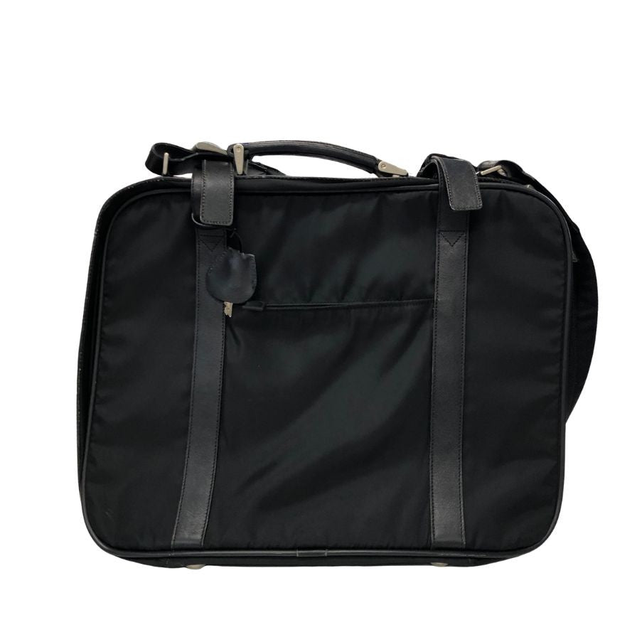 プラダ テスートナイロン 2WAY ガーメントケース ショルダー 三角ロゴプレート ストラップ付 ブラック PRADA【AFE3】