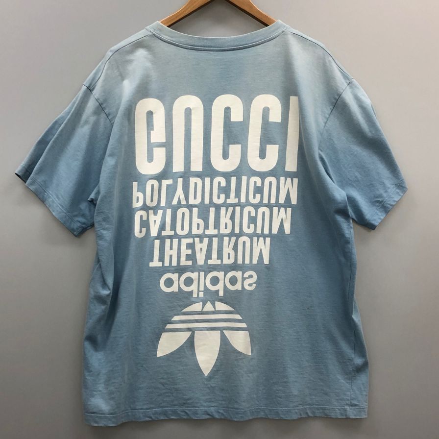 中古◆グッチ×アディダス 半袖Tシャツ ブルー サイズS メンズ 616036 GUCCI×adidas 【AFB3】