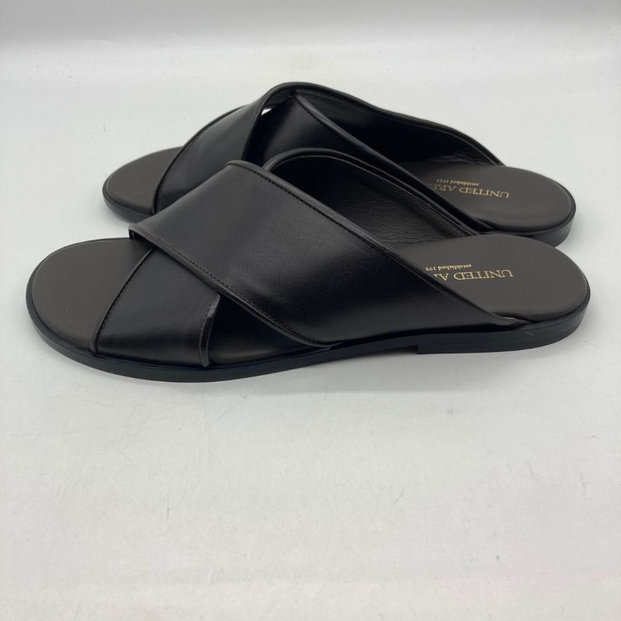 ユナイテッドアローズ レザーサンダル クロスストラップ ブラック サイズ41 メンズ UNITED ARROWS 約26.0cm【YB1】
