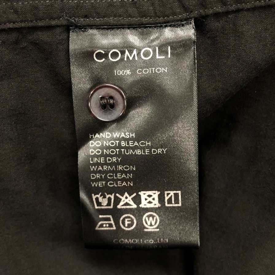 極美品◆コモリ  KHADIコットンWレイヤー コモリシャツ ブラック メンズ サイズ2 C03-02005 COMOLI 【AFB34】