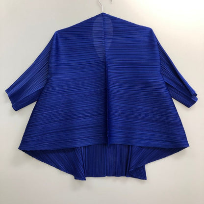 美品◆プリーツプリーズ イッセイミヤケ PP11-JK541 リブ プリーツ ブルー サイズ 3 PLEATS PLEASE 【AFB11】